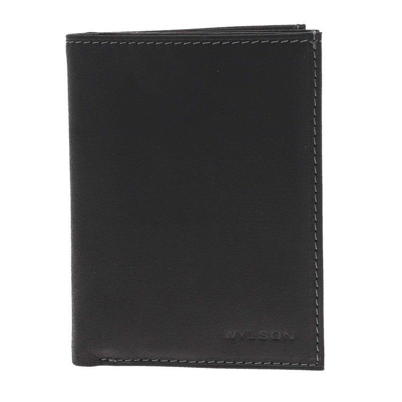 Wylson - Portefeuille En Cuir De Vachette à Rabats à Emplacements Pour Carte Et Poche Monnaie - Noir Wylson - Portefeuille En Cuir De Vachette à Rabats à Emplacements Pour Carte Et Poche Monnaie - Noir