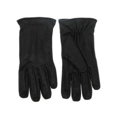 Gants en cuir noir uni et texturés avec des...
