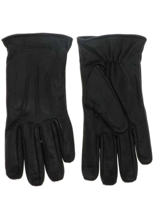 Gants en cuir noir uni et texturés avec des inscriptions en reliefs