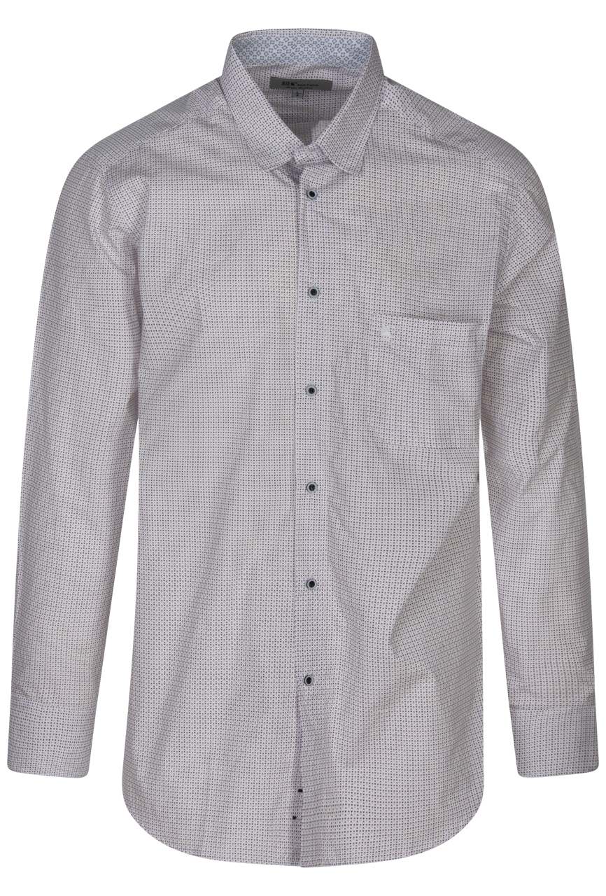 chemise ample bande originale en coton avec manches longues et col à bouton caché blanche imprimé abstrait