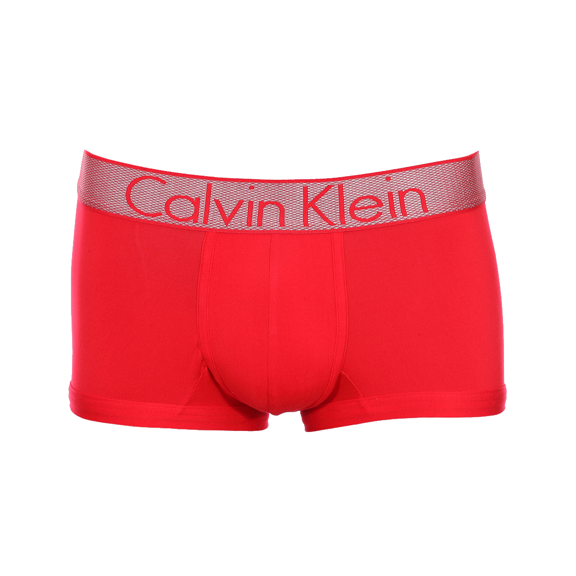 Shorty Calvin Klein en microfibre stretch rouge à large ceinture argentée