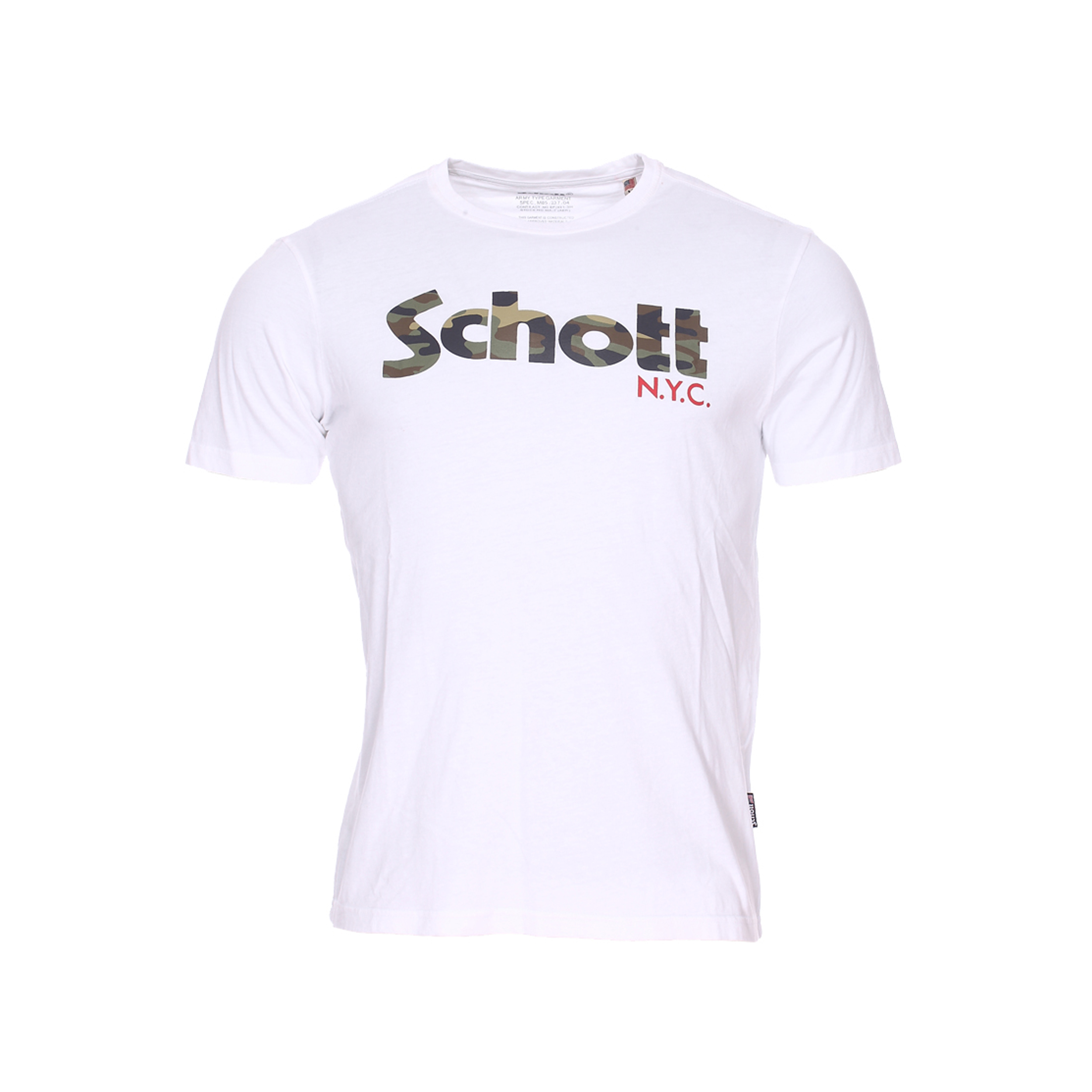 Tee-shirt col rond Schott NYC TS Logo en coton blanc