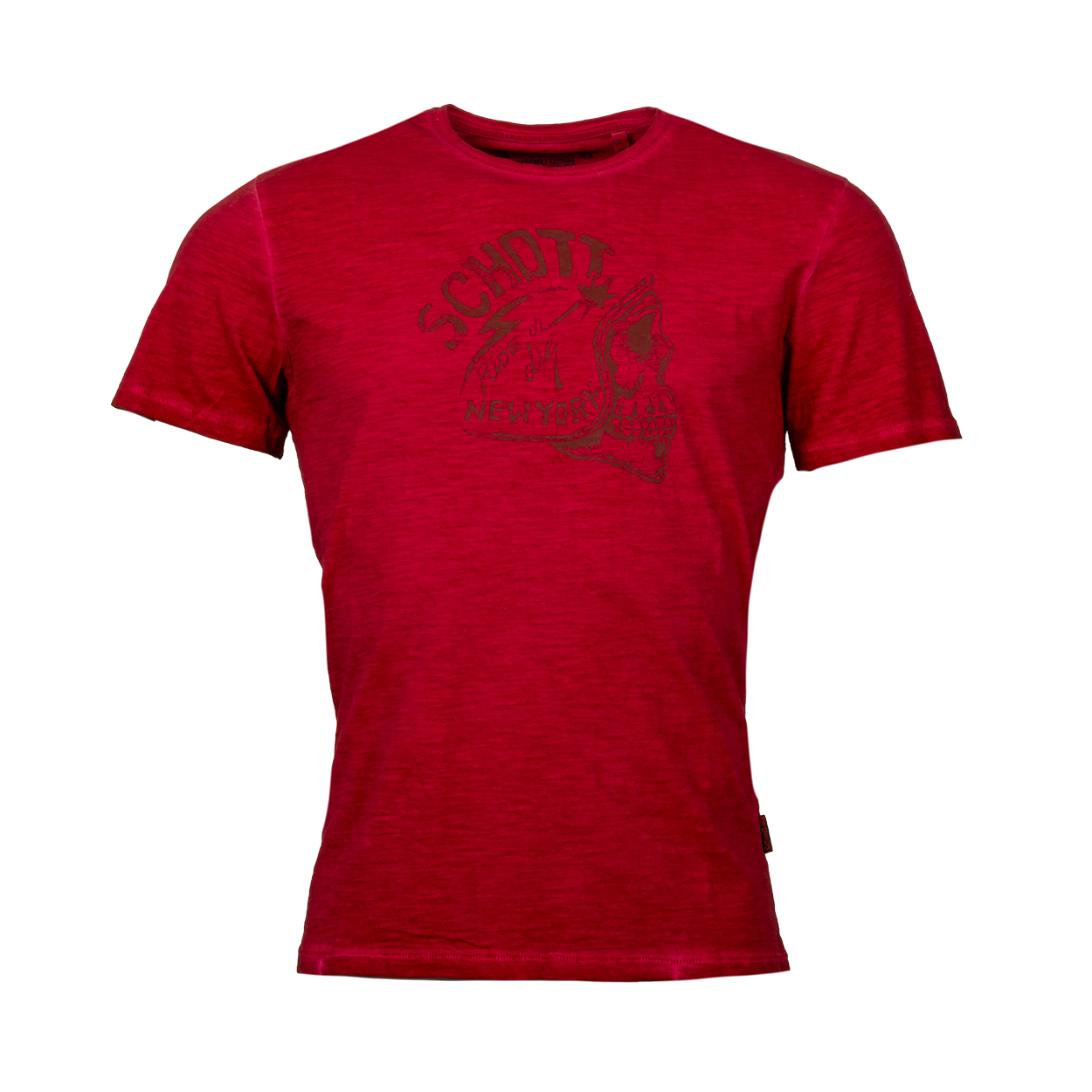 Tee-shirt col rond Schott NYC Tom en coton rouge