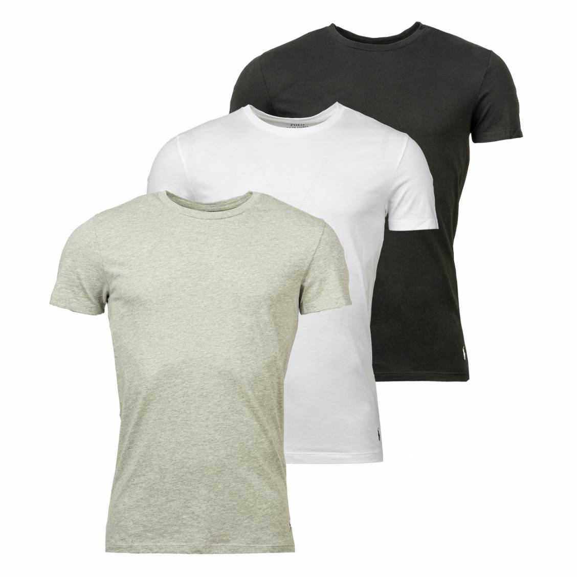 Lot de 3 tee-shirts col rond Polo Ralph Lauren en coton blanc, gris