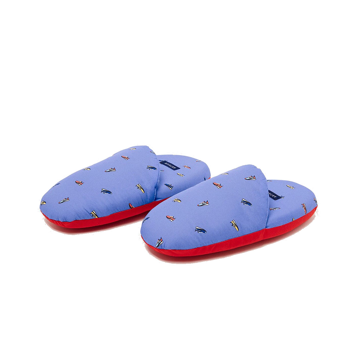 Chaussons Arthur Sneaker en coton bleu roi à motifs baskets et semelle rouge