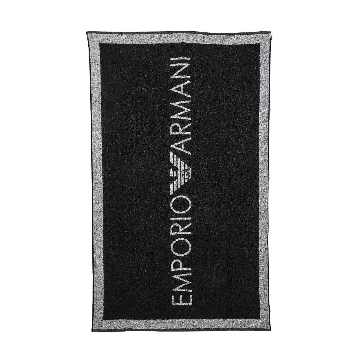 Serviette de bain Emporio Armani en coton noir à logo blanc