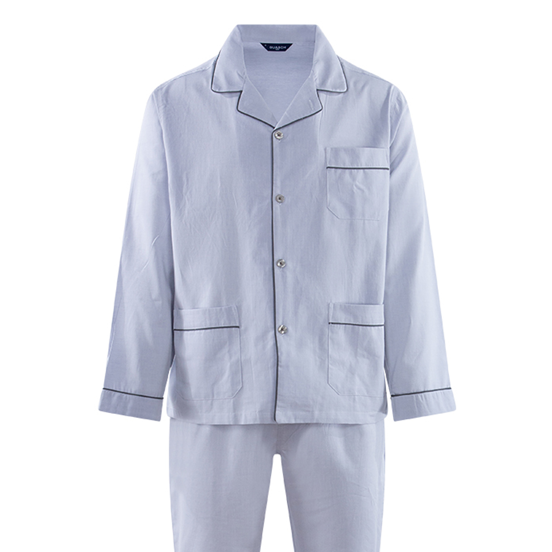 pyjama long guasch en coton : chemise et pantalon gris clair