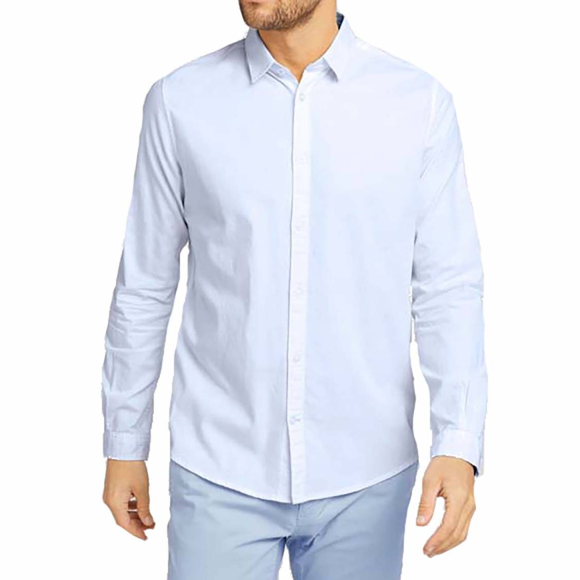 Chemise coupe ajustée Tom Tailor Dobby en coton blanc | Rue