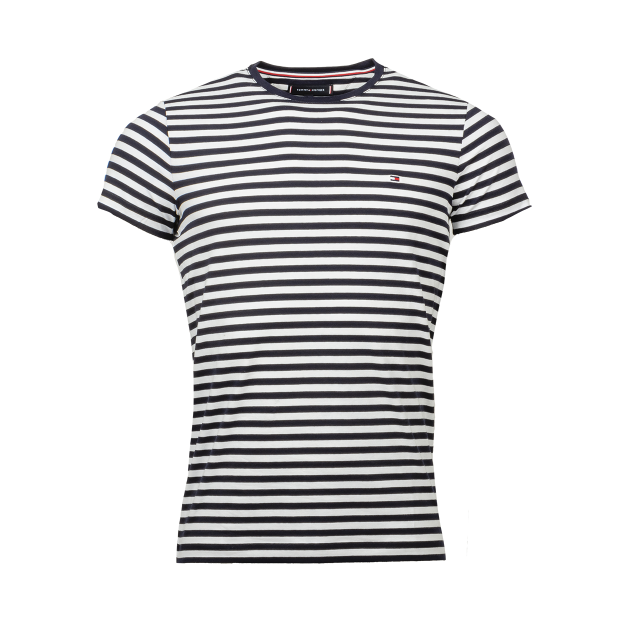 Tee-shirt slim Tommy Hilfiger en coton stretch bleu marine et blanc rayé