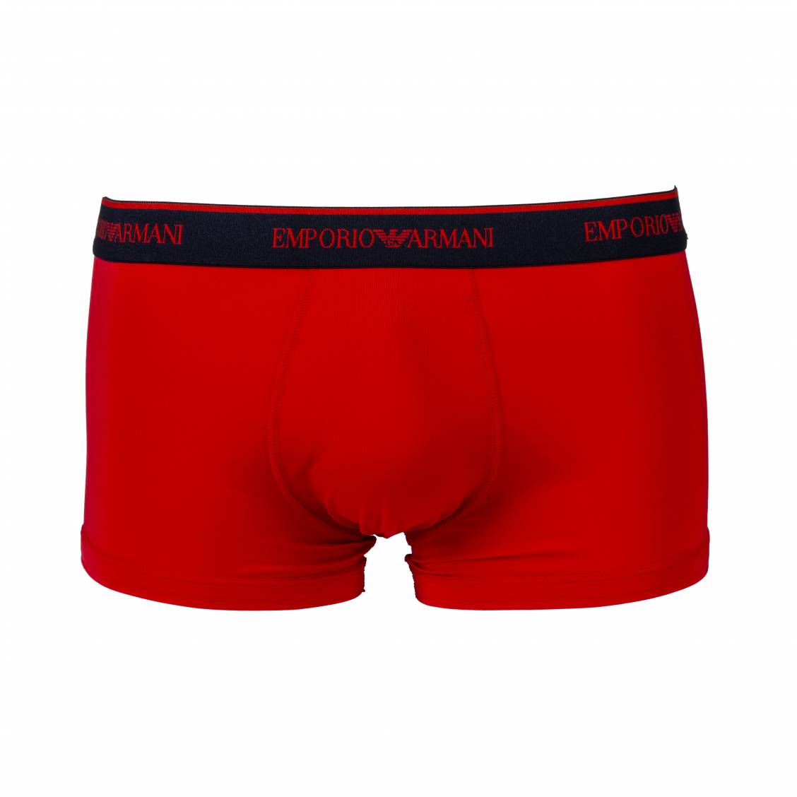 Boxer Emporio Armani en coton stretch rouge à ceinture noire