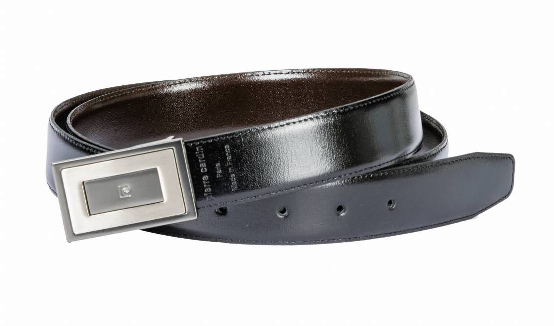 Coffret cadeau Pierre Cardin : ceinture en cuir noir réversible et ajustable à boucles interchangeables