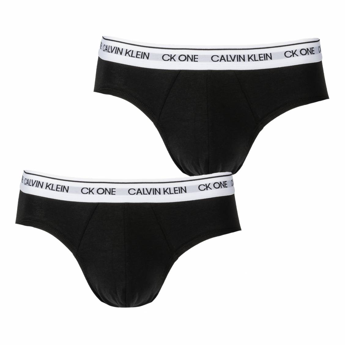 Lot de 2 slips Calvin Klein en coton stretch noir à ceinture blanche logotypée