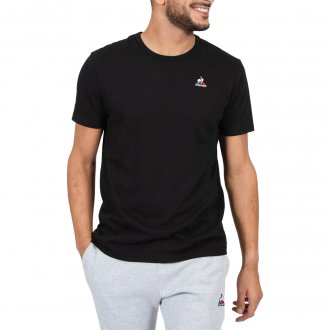 T-shirt col rond Coq Sportif en coton noir avec logo iconique brodé