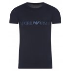T-shirt Emporio Armani en coton avec manches courtes et col rond bleu bleu marine