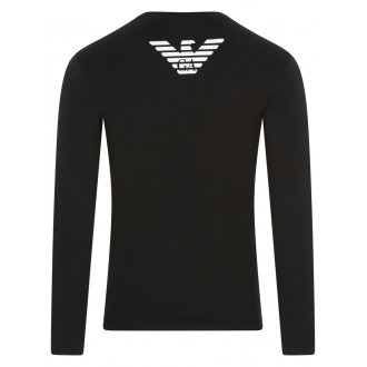 T-shirt Emporio Armani en coton avec manches longues et col rond noir