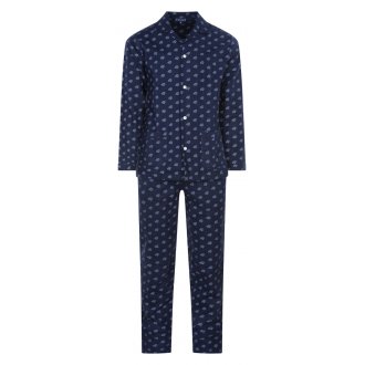 Pyjama Long Arthur en coton bleu marine coupe droite avec manches longues et col français