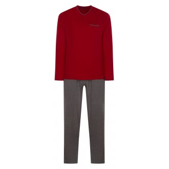 Pyjama Long Arthur en coton rouge vichy Regular Fit avec manches longues et col V