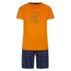 Pyjama court Arthur en coton orange regular fit avec manches courtes et col rond