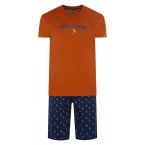 Pyjama Court Arthur en coton orange Regular Fit avec manches courtes et col rond