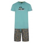Pyjama Court Arthur coton régular avec manches courtes et col v turquoise
