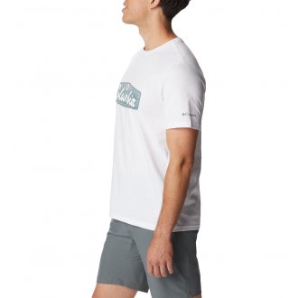 T-shirt Columbia en coton biologique blanc avec manches courtes et col rond 
