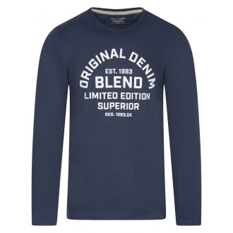 T-shirt manches longues Blend en coton col rond bleu marine