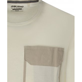 T-shirt col rond Blend en coton manches courtes écru