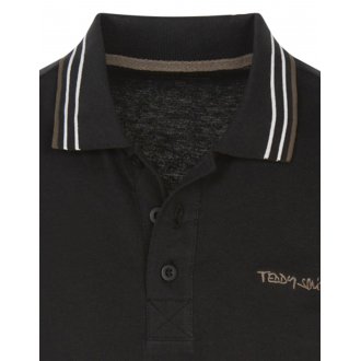 Polo Teddy Smith en coton avec manches courtes et col 3 boutons noir