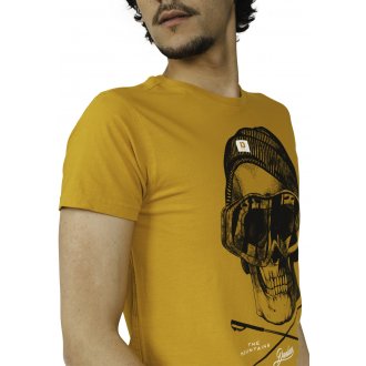 T-shirt Deeluxe en coton jaune moutarde avec manches courtes et col rond 