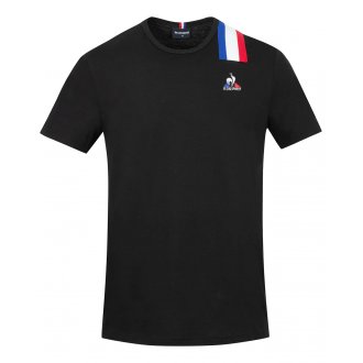 T-shirt col rond Coq Sportif en coton noir avec logo iconique