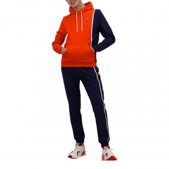 Sweat à capuche Coq Sportif en coton mélangé orange et bicolore avec manche contrastée