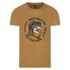 T-shirt à col rond Von Dutch en coton camel avec aigle aviateur floqué