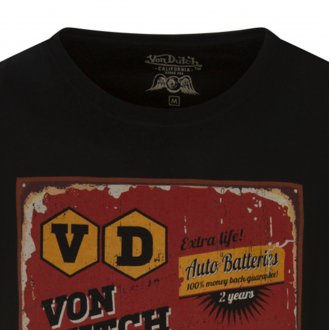 T-shirt à col rond Von Dutch en coton noir avec logo rouge floqué