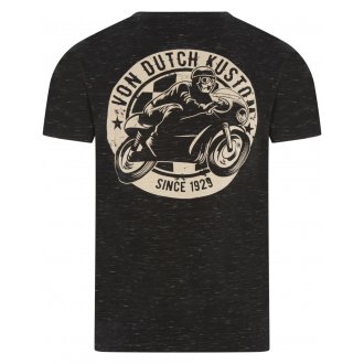 T-shirt à col V arrondi Von Dutch en coton noir avec logo squelette floqué