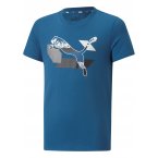 T-shirt Junior Puma coton à manches courtes et col rond bleu