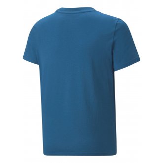 T-shirt Junior Puma coton à manches courtes et col rond bleu