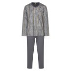 Pyjama Long avec manches longues et col v Christian Cane coton gris rayé