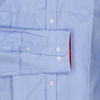 Chemise Delahaye en coton bleu ciel avec manches longues et col français