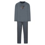 Pyjama long Mariner en coton biologique avec manches longues et col rond gris anthracite