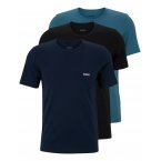 Lot de 3 T-shirt avec manches courtes et col rond Boss coton bleu
