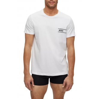 T-shirt avec manches courtes et col rond Boss coton blanc