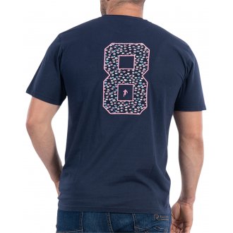 T-shirt col rond Ruckfield en coton biologique avec manches courtes bleu marine