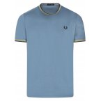 T-shirt col rond Fred Perry en coton avec manches courtes bleu