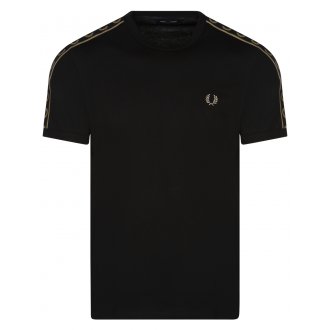 T-shirt col rond Fred Perry en coton avec manches courtes noir
