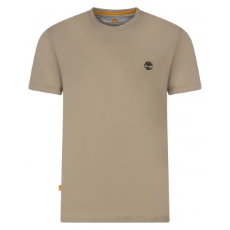 T-shirt col rond Timberland en coton biologique beige avec manches courtes