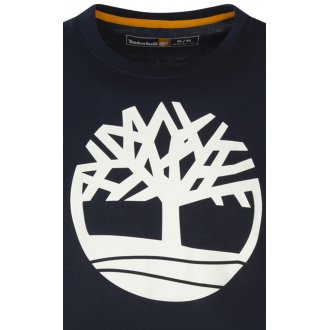 T-shirt col rond Timberland en coton avec manches courtes bleu marine