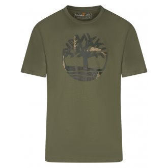 T-shirt avec manches courtes et col rond Timberland coton biologique kaki