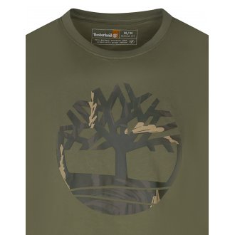 T-shirt avec manches courtes et col rond Timberland coton biologique kaki