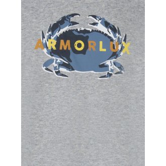 T-shirt col rond Armor Lux en coton manches courtes gris chiné