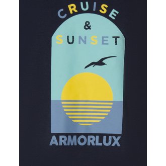 T-shirt col rond Armor Lux en coton avec manches courtes bleu marine